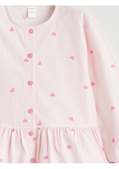 Lc Waikiki Pembe Baskılı Poplin Kız Çocuk Gömlek Ve Süveter