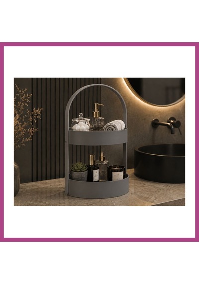 Gees Global 3d Baskı İki Katlı Banyo Düzenleyici - Taşınabilir Organizer Ve Saklama Standı-gri Gbzs