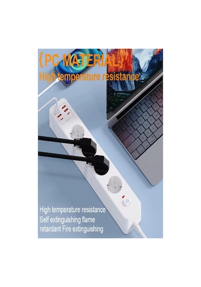Termal Akım Korumalı 4 Lü Priz 4x Usb 2x Type-c Çıkışlı Grup Priz Çoğaltıcı 3500w - 100 Diğer
