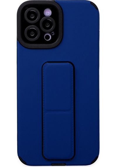 Apple iPhone  Uyumlu,  12 Pro Max Kılıf Mega Standlı Silikon - Mavi