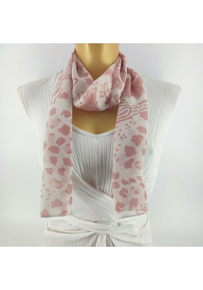 Tedz Collection Paredora Benekli Pembe Krem Uzun Fular Çok Renkli
