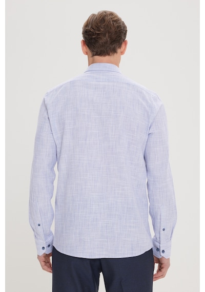 AC&Co / Altınyıldız Classics Erkek Mavi Slim Fit Dar Kesim Düğmeli Yaka Flamlı Casual Gömlek 4A2022200073MAVM Mavi