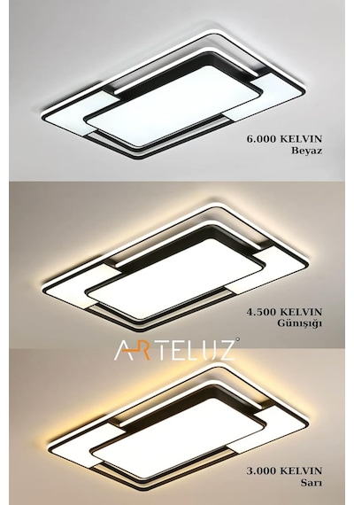 Dikdörtgen Model Modern Plafonyer Avize 90x60 Cm Çok Renkli