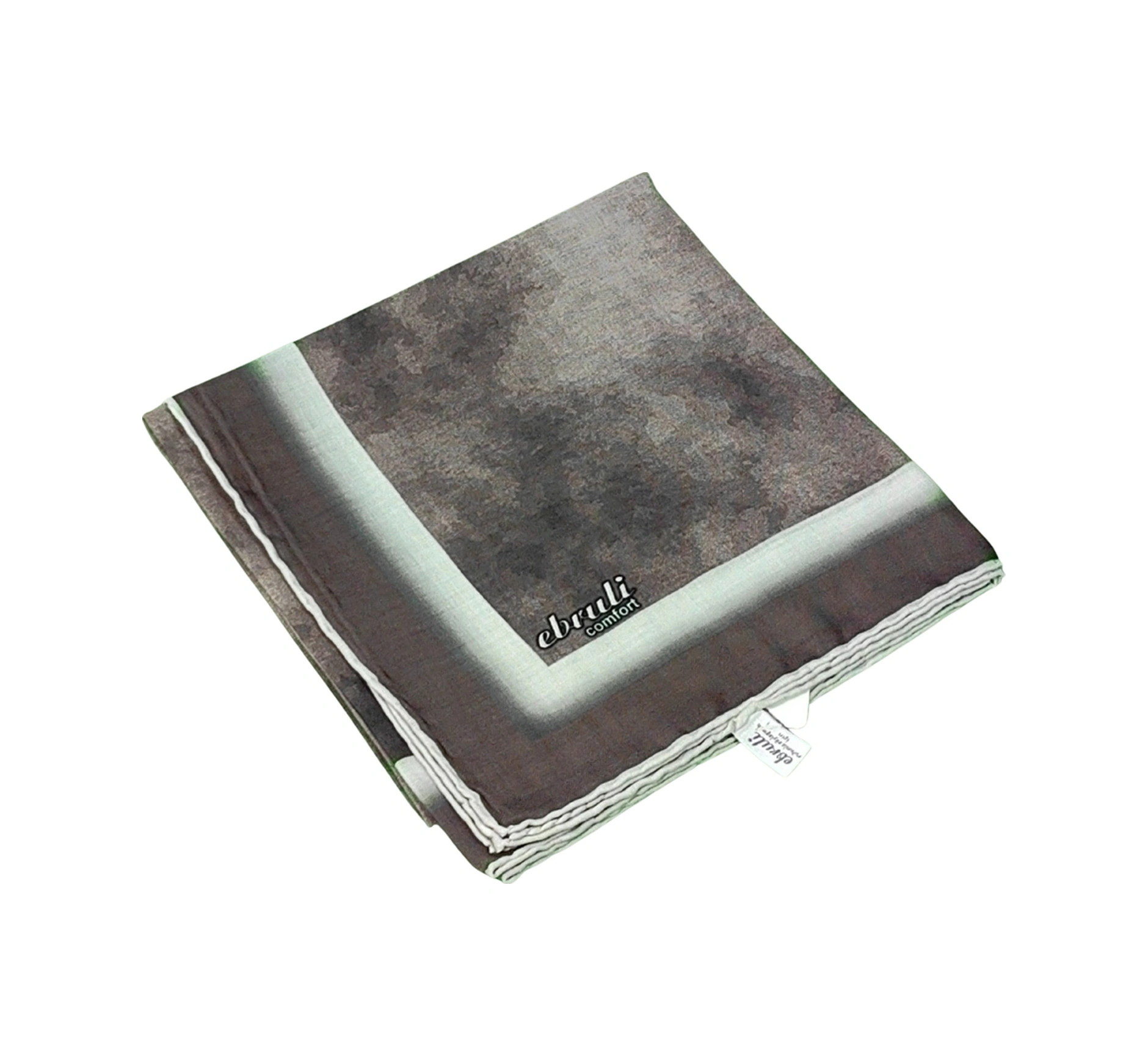 Mim Eşarp Ebruli Soft Pamuklu Desenli Eşarp - 95x95 Cm Toprak