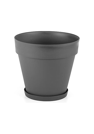 Ys08 Yalı Saksı Drenaj Aparatlı Tabaklı Dekoratif Saksı 55cm, 76 Litre Antrasit
