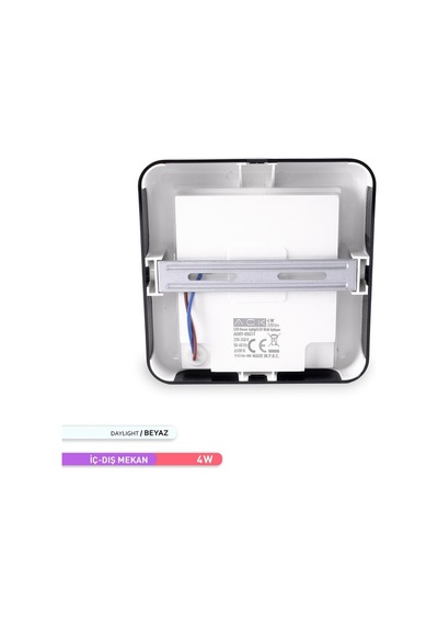 ACK 4W LED Duvar Apliği 6500K Beyaz Işık Siyah Kasa Dekoratif Duv Siyah