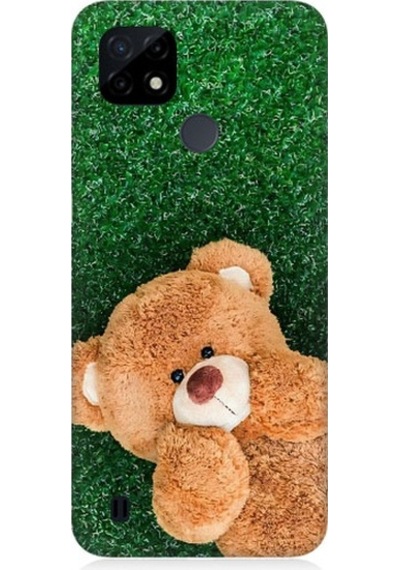 Realme C21 Uyumlu Sevimli Kahverengi Ayı Desenli Silikon Kılıf