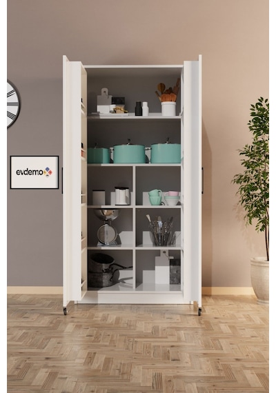 Evdemo Eva 2 Kapaklı Erzak Kiler Dolabı Beyaz