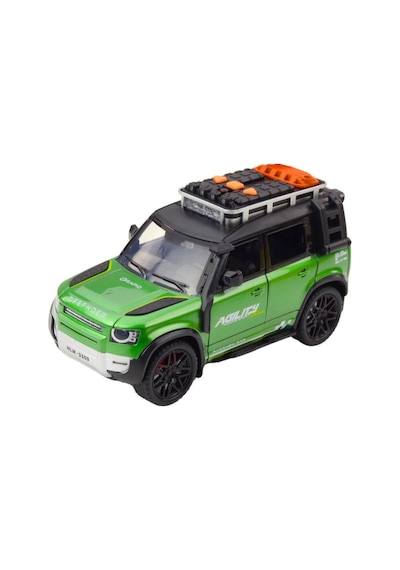 Yeşil Sesli Işıklı Çek Bırak Defender Model Oyuncak Jip - Kapıları Açılan Lüks Arazi Aracı 17 Cm Çok Renkli