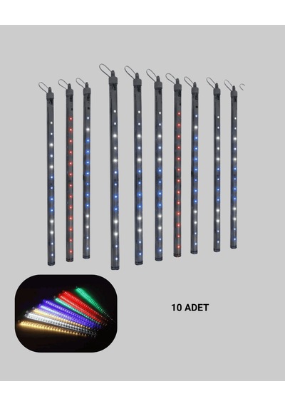 Rgb Led Dış Ve İç Mekan Süsleme Işığı 10 Çubuklu Şerit Çok Renkli 17856669