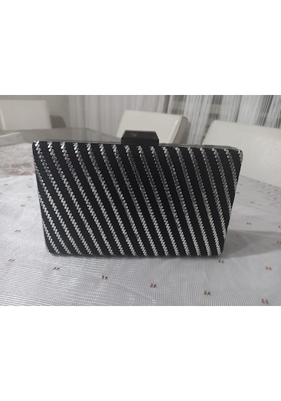 Ttvakum Abiye Çanta Tel Kırma Yan Cizgi İşlemeli Gümüş