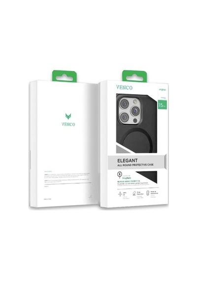 Venco Apple iPhone Uyumlu,  15 Pro Puskas Magsafe Kapak - Siyah