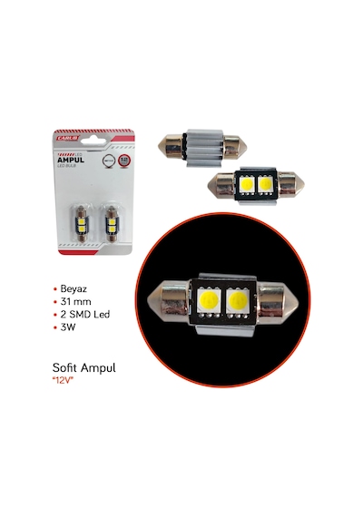 Carub 12v Sofit Ampul 31 Mm 3w 2 Smd Led Metal Beyaz Br0402211