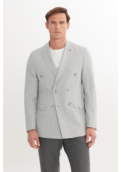 AC&Co / Altınyıldız Classics Erkek Grı Slim Fit Dar Kesim Kırlangıç Yaka Armürlü Kapak Cepli Kruvaze Ceket Grı AC&Co / Altınyıldız Classics Erkek Grı Slim Fit Dar Kesim Kırlangıç Yaka Armürlü Kapak Cepli Kruvaze Ceket Grı