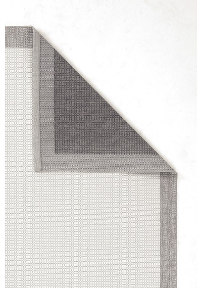 Hoom Rugs Lora 3212 Gri Çerçeveli Çizgili Pamuk Taban Hav Toz Vermez Sisal Halı