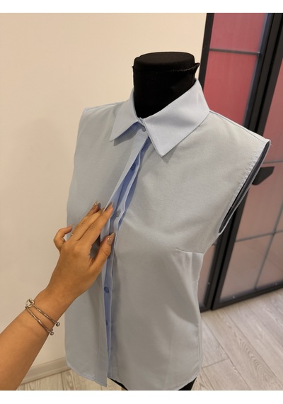 Pera Moda Sıfır Kol Mevsimlik Poplin Gömlek Bebe Mavisi
