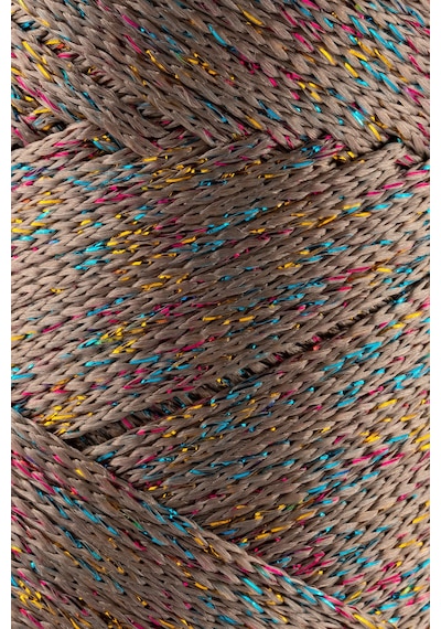 Multi Sparkle Simli Polyester Makrome İp 100 Gr Polyester Makrome İpi Vizon 1,5 Mm - 150 M