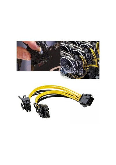 PCI E 6 pin to 6+2 8 pin dual ekran kartı power kablo