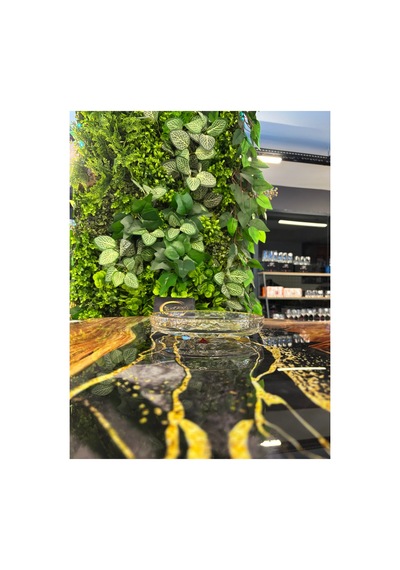 Blınkmax Mini Ayaklı Sunumluk, Şekerlik Tabak, 18 Cm Pasta Tabağı, 1 Adet Cam Sunumluk Tabak Gold-yaldız-gümüş