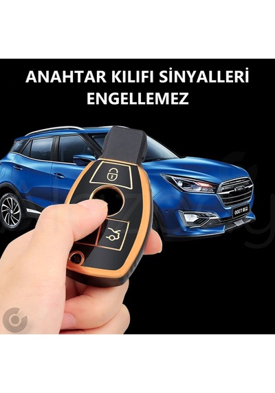 Mercedes A B C E S G Serisi Gl Gla Glc Cla Cls Amg W212 W205 W204 Gold Tpu Kenar Anahtar Kılıfı Kırmızı