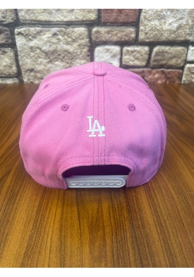 Hamze La Losangeles Nakışlı Hiphop Snapback Rapper Drip Şapka Cap Pembe - Beyaz