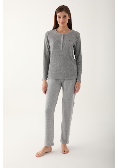 Pierre Cardin Gri Kadın Uzun Kol Pijama Takım
