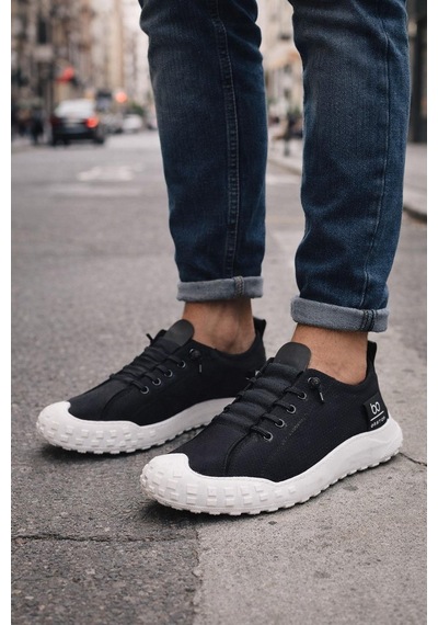 Erkek Günlük Sneaker Modern Tasarım, Konforlu Taban Siyah