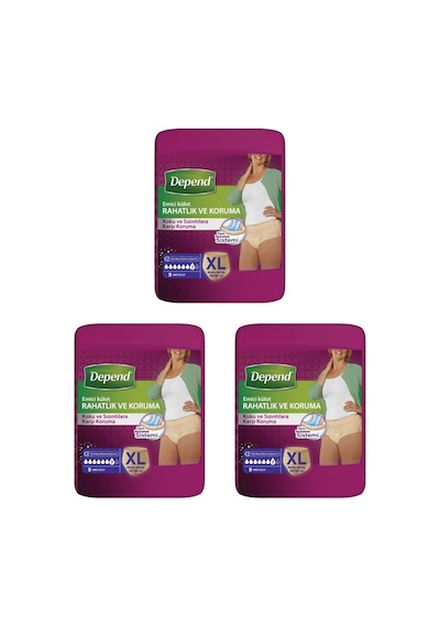 Depend Kadın Emici Külot XL 9'Lu 3 Paket 27 Adet