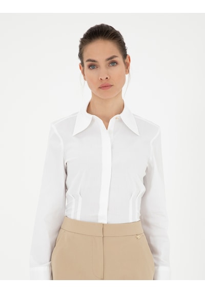 Pierre Cardin Kadın Beyaz Gömlek Desenli 50284562-vr013 Beyaz