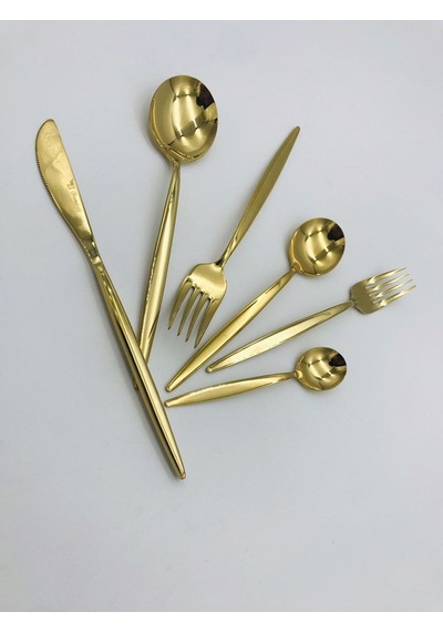Lizbon 36 Parça Titanyum Gold Çatal  Kaşık Bıçak Seti Gold