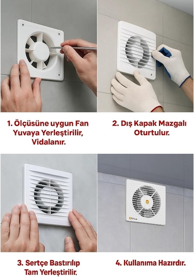 Hiva Banyo Ve Tuvalet Aspiratörü, 280 M³/h Debi, 45 Db Sessiz, 20 W Enerji, Ipx4 Su Sıçrama Kor