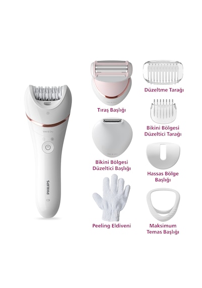 Philips BRE720/05 Epilatör (Yüz+Koltuk alti+Bikini Bölgesi+Bacak)Islak-Kuru,Işıklı,Kablosuz