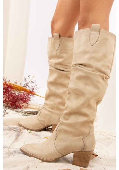Fox Shoes Vizon Süet Kadın Çizme J404040102