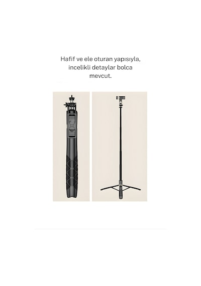 Uzaktan Kumandalı 156 Cm Alüminyum Tripod Ve Selfie Çubuğu Telefon, Kamera, Işık Ve Gopro Uyumlu