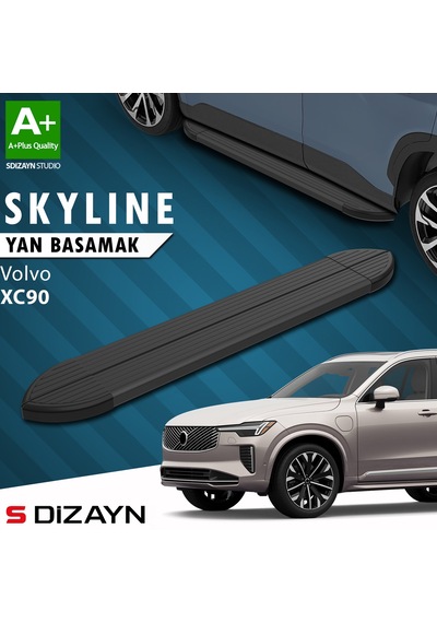 S-dizayn Volvo Xc90 Makyajlı Hybrid Skyline Siyah Yan Basamak 203 Cm 2024 Üzeri A+ Kalite