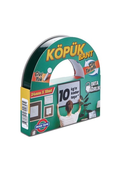 Boss Tape 2695 Çift Taraflı Köpük Bant 24mmx10m Orta Ağırlık 10kg