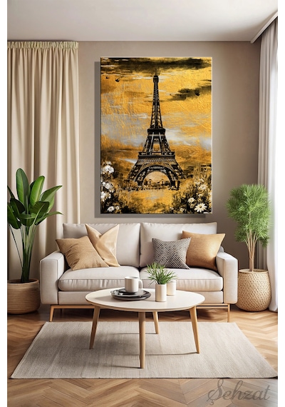 Dikey Kanvas Duvar Tablosu Tekli Salon Mutfak Yatak Odası Ofis Eyfel Kulesi Eiffel Tower Paris Çok Renkli