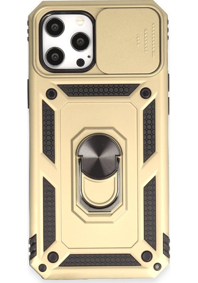 Apple iPhone Uyumlu  12 Pro Max Kılıf Pars Lens Yüzüklü Silikon -  Gold