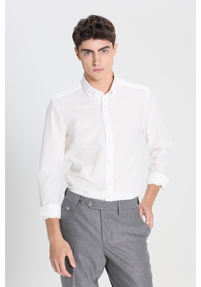 Ac&Co / Altınyıldız Classics Erkek Beyaz Slim Fit Dar Kesim Düğmeli Yaka %100 Pamuk Gömlek Beyaz Ac&Co / Altınyıldız Classics Erkek Beyaz Slim Fit Dar Kesim Düğmeli Yaka %100 Pamuk Gömlek Beyaz