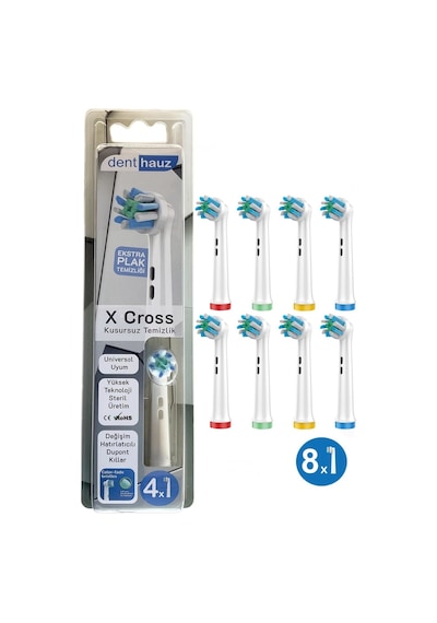 X Cross - Çapraz Açılı Kusursuz Temizlik Oral B Şarjlı Diş Fırçası Yedek Başlığı - 8'li Yedek Başlık