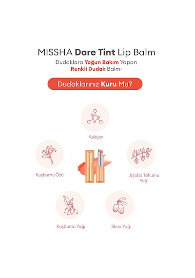 Dudaklara Yoğun Bakım Yapan Renkli Dudak Balmı Dare Tint Lip Balm 03 Coral Look Coral