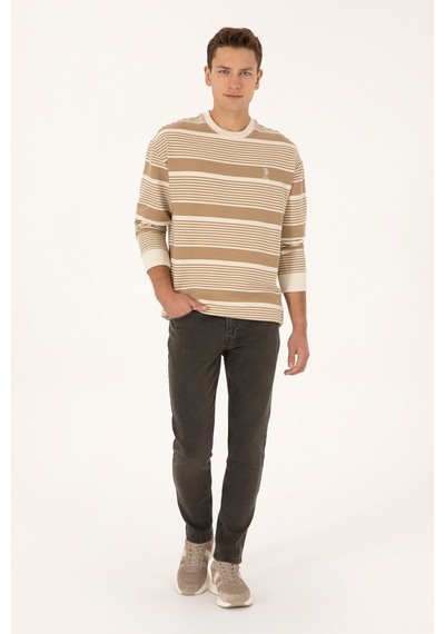 U.S. Polo Assn. Erkek Comfort Fit Bisiklet Yaka Krem Sweatshirt 50308135-VR256