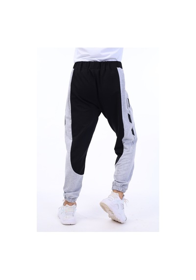 Toontoy Kids Toontoy Erkek Çocuk Baskılı Beli Paçası Lastikli Cepli Basic Jogger Eşofman Altı - Renk Bloklu & 2 İplik Gri