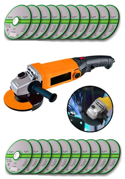 Moonshop TAŞ020 3500W 6 Kademe Devir Ayarlı Spiral Taşlama Makinesi Avuç Içi Taşlama 125 MM + 20 Adet Taş