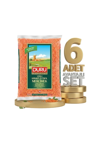 Duru Kırmızı Futbol Mercimek 6x1 Kg