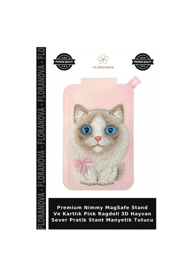 Premium Nimmy Magsafe Stand Ve Kartlık Pink Ragdoll 3d Hayvan Sever Pratik Stant Manyetik Tutucu