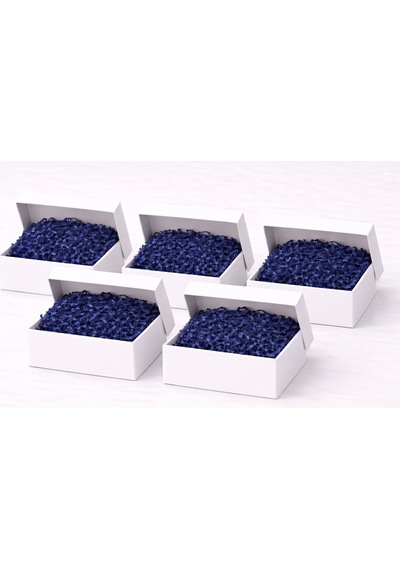 Beyaz Karton Takı Kutusu 9,5x9,5x2 Cm Kapaklı Model 5 Adet + Lacivert Kırpık Kağıtlı