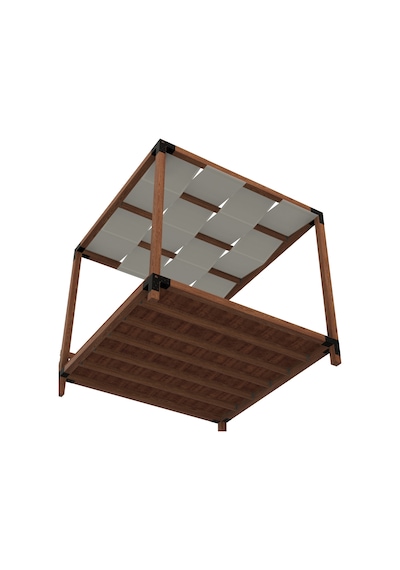 İahşap Pergola - Dalgalı Brandalı Plaj Ve Bahçe Gölgeliği - Dekoratif Köşk Kamelya Ceviz