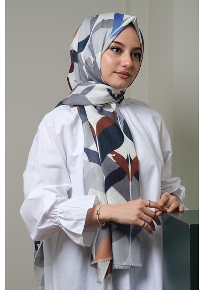 Afvente Soyut Desen Bej Pamuk Şal