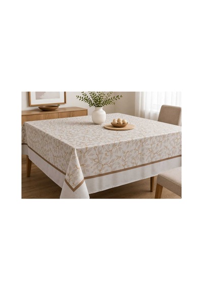 Huzur Dalı Desenli Masa Örtüsü 150x150 Cm Leke Tutmaz Su Geçirmez Yıkanabilir Inox